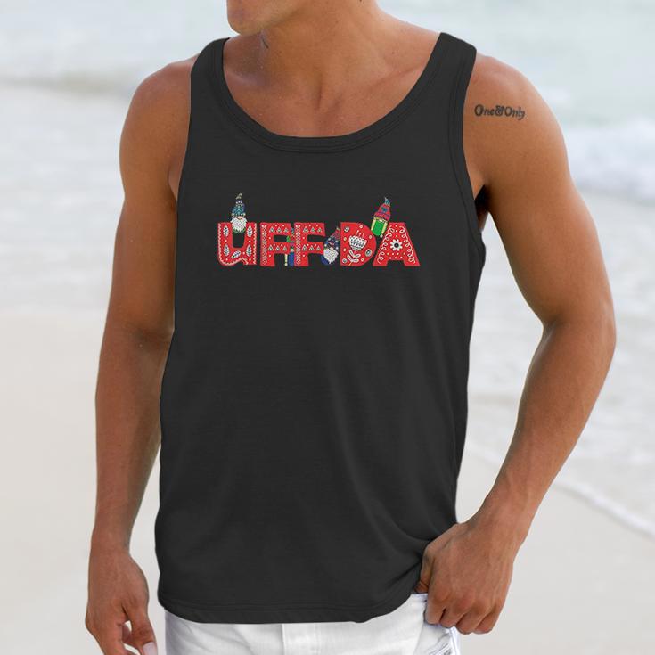 Uff Da Norwegian Scandinavian Norway Tomte Gnome Funny Unisex Tank Top Gifts for Her