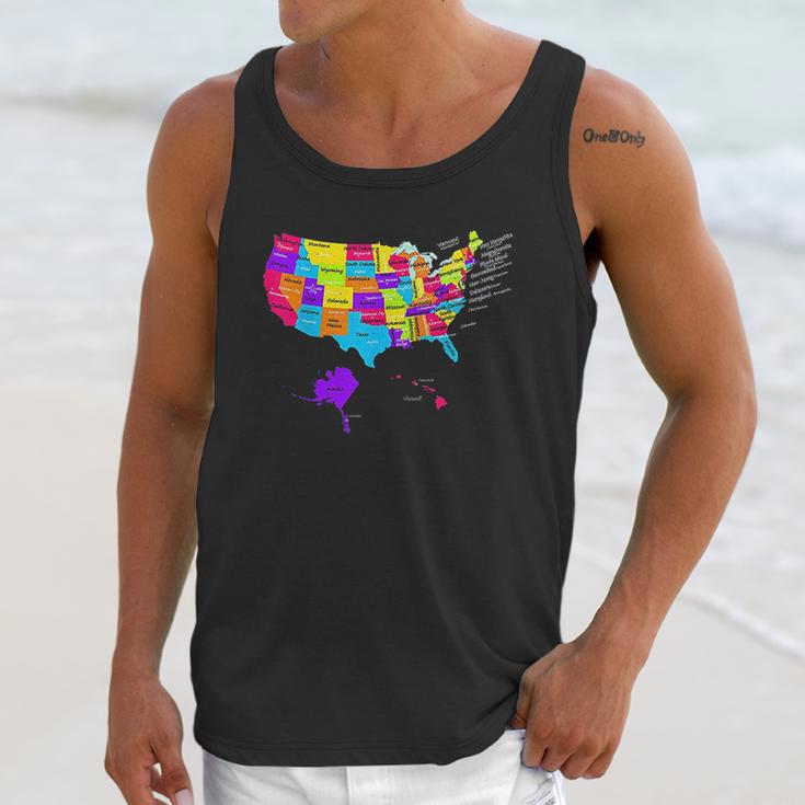 United States Map With States And Capital Cities Unisex Tank Top Gifts for Her