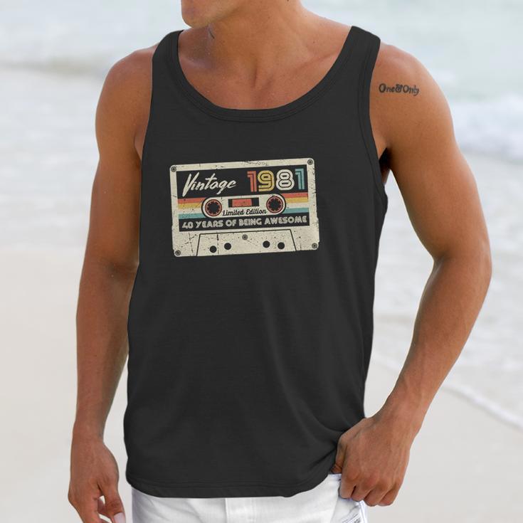 Vintage 1981 Retro Cassette 40Th Birthday Unisex Tank Top Gifts for Her