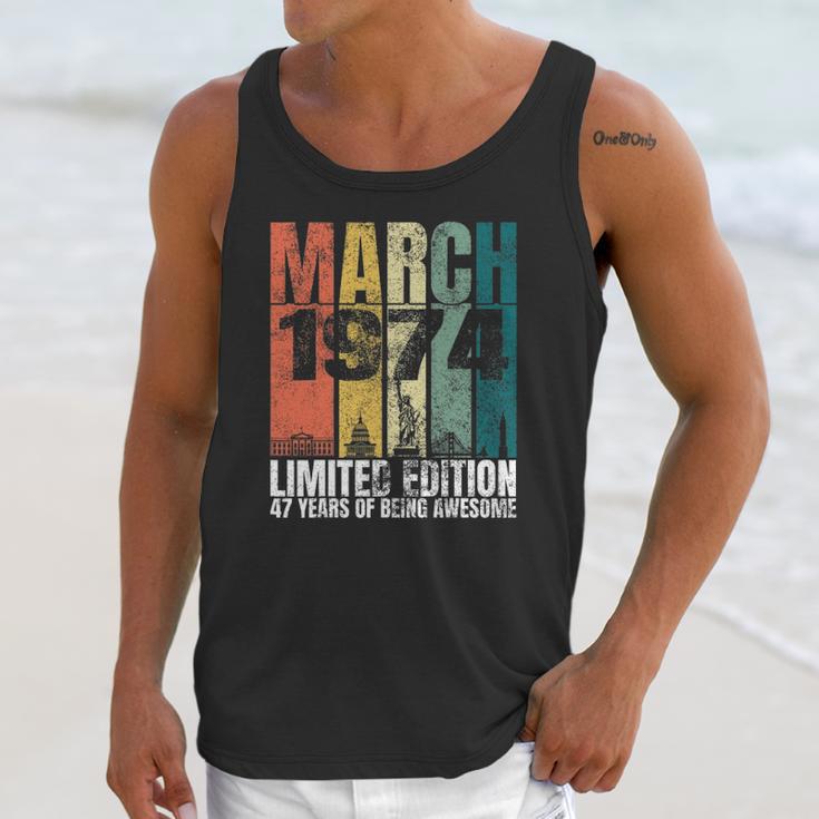 Vintage March 1974 Bday Gifts 47 Years Old 47Th Birthday Unisex Tank Top Gifts for Her