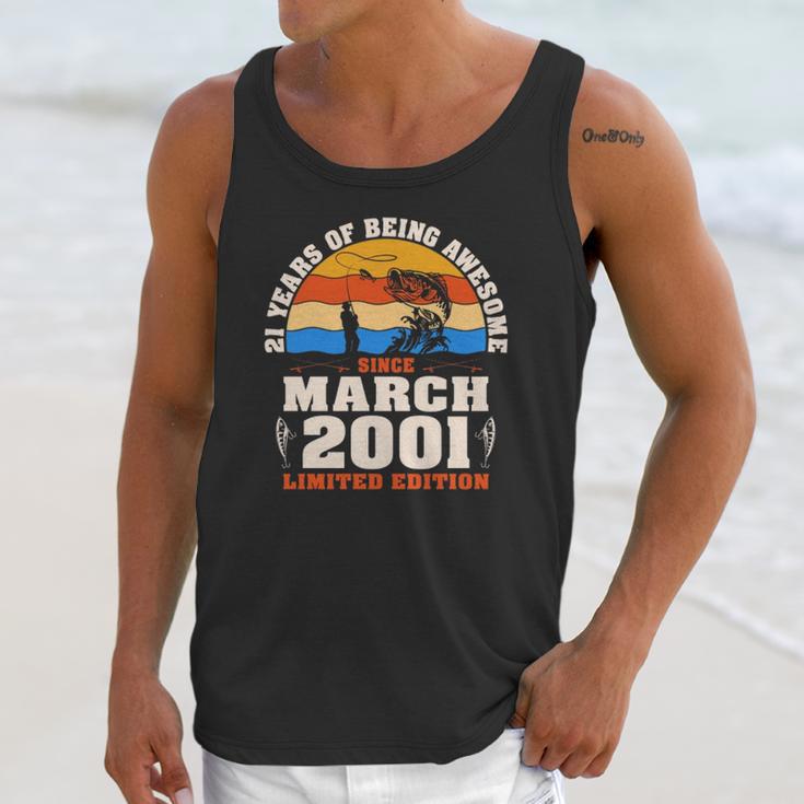 Vintage March 2001 21 Years Old Fishing Lover 21St Birthday Unisex Tank Top Gifts for Her