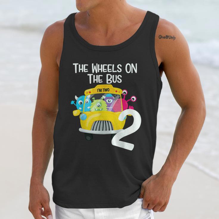 The Wheels On The Bus 2Nd Birthday Party 2 Year Old Toddler Unisex Tank Top Gifts for Her