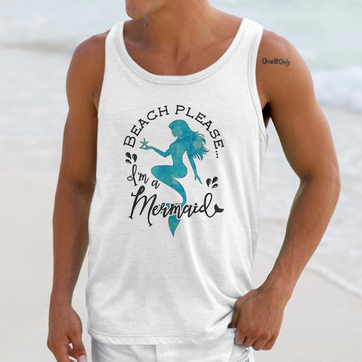 Aqua Blue Watercolor Beach Please Im A Mermaid Unisex Tank Top Gifts for Her