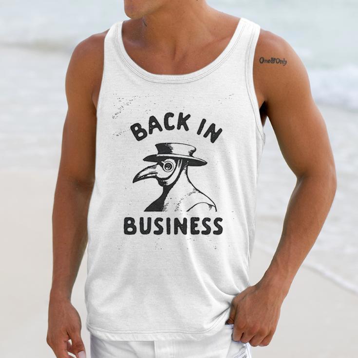 Back In Business Funny Plague Doctor Graphic Unisex Tank Top Gifts for Her