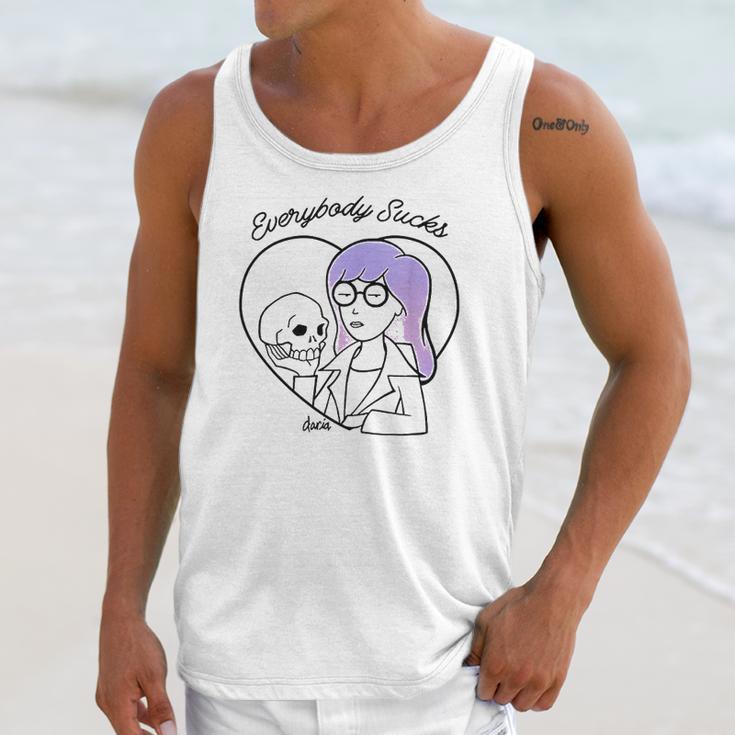 Daria Everybody Macbeth Skull Heart Purple Hair Unisex Tank Top Gifts for Her