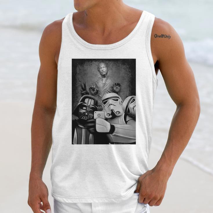 Darth Vader And Stormtrooper Selfie With Han Solo In Carbonite Tshirt Unisex Tank Top Gifts for Her