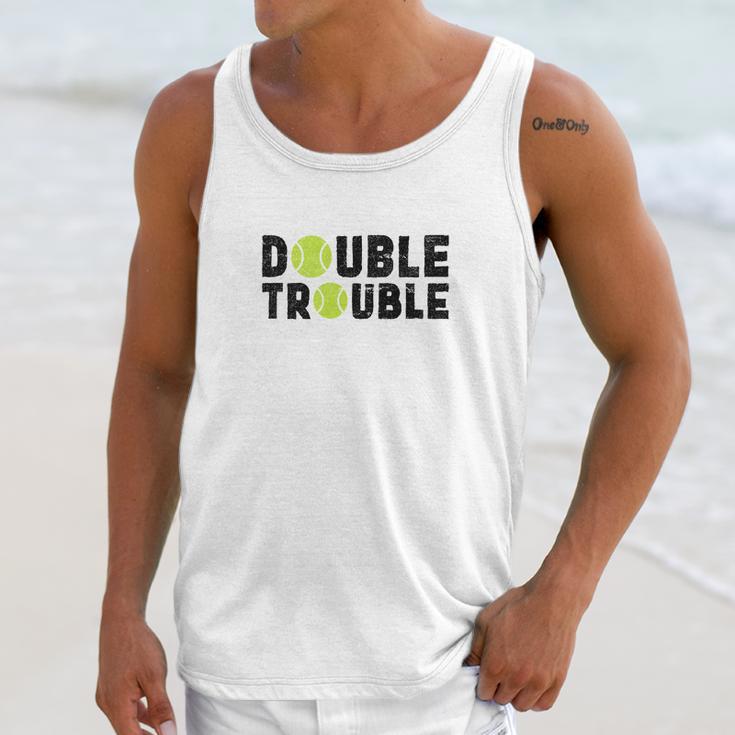 Double Trouble Doubles Players Funny Tennis Unisex Tank Top Gifts for Her