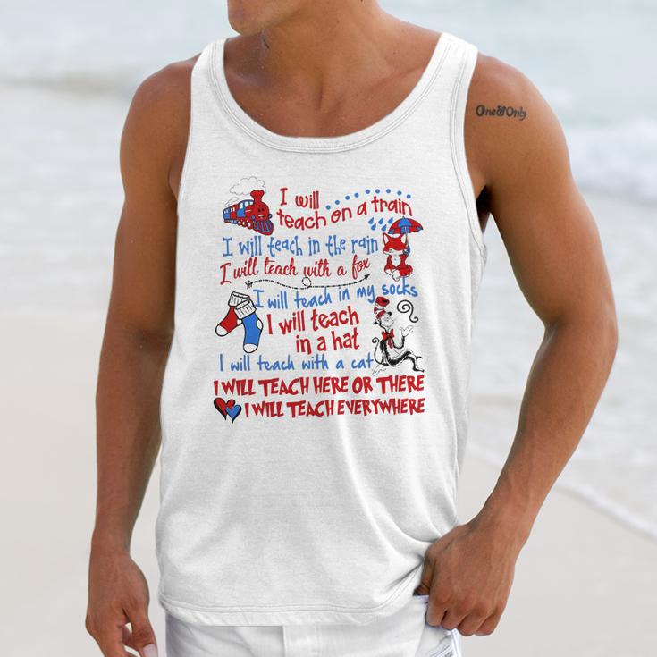 Dr Seuss I Will Teach On A Train I Will Teach In The Rain A Fox Shirt Unisex Tank Top Gifts for Her