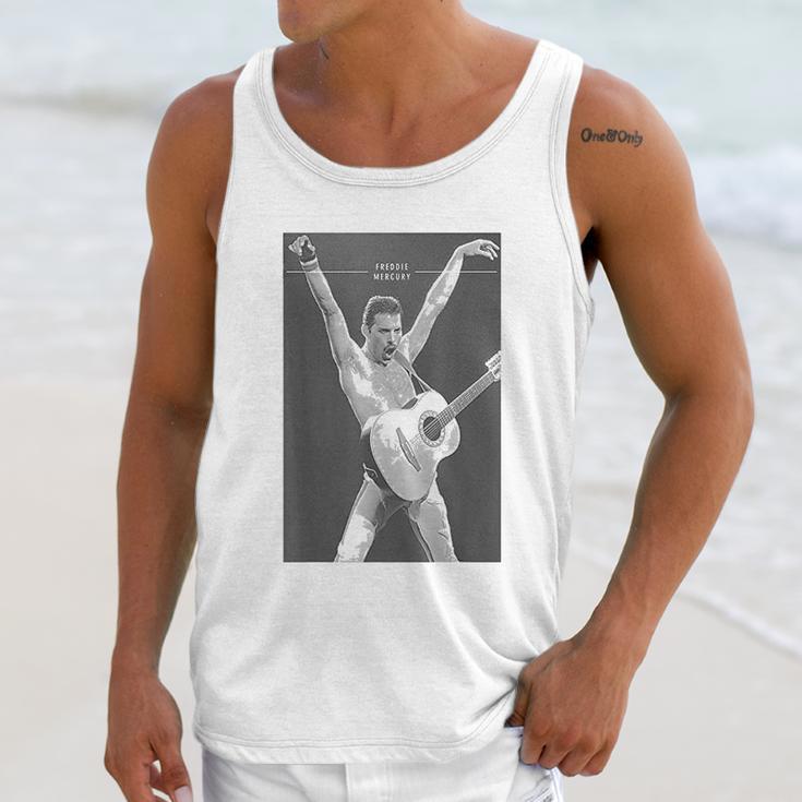 Freddie Mercury Official Live Arms Guitar Unisex Tank Top Gifts for Her