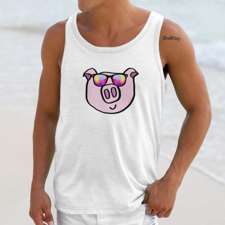 Funny Animal Piggy Face With Sunglasses For Pig Lovers Unisex Tank Top Gifts for Her