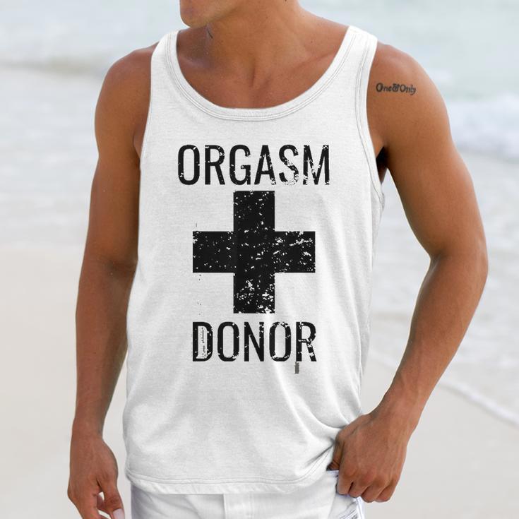 Funny Distressed Orgasm Donor Unisex Tank Top Gifts for Her