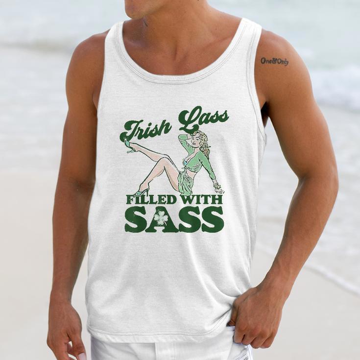 Irish Lass Full Of Sass Funny St Patricks Day Pinup Girl Unisex Tank Top Gifts for Her