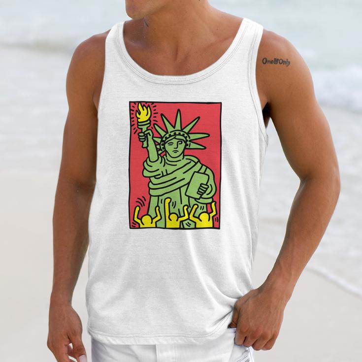 Keith Haring Funny Lady Liberty Unisex Tank Top Gifts for Her