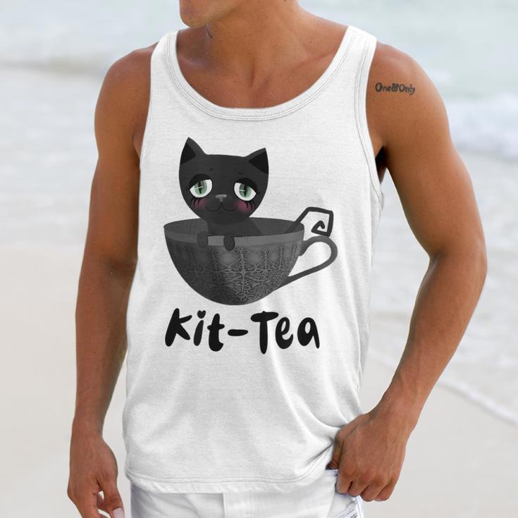 Kit-Tea Cat Lovers Creepy Kawaii Pastel Goth Kitten Teacup Unisex Tank Top Gifts for Her