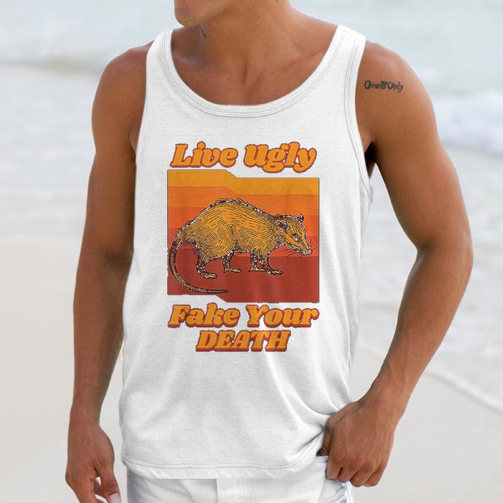 Live Ugly Fake Your Death Retro Unisex Tank Top Gifts for Her