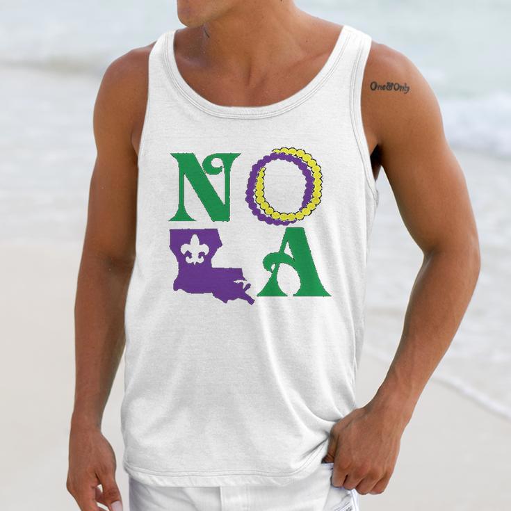 Nola New Orleans Louisiana Mardi Gras Beads Fleur De Lis Lily Unisex Tank Top Gifts for Her