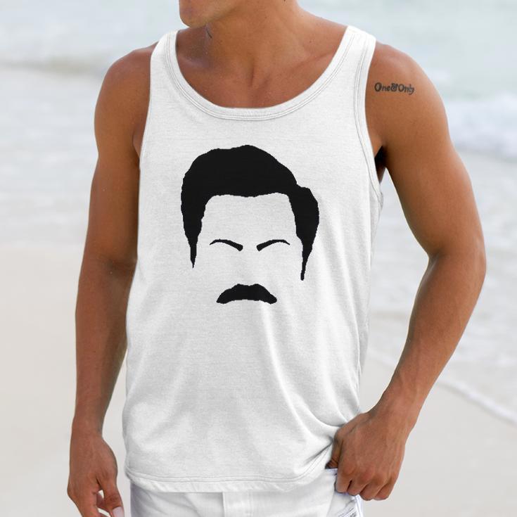 Parks And Rec Fans Ron Swanson Mustache Face Silhouette Unisex Tank Top Gifts for Her