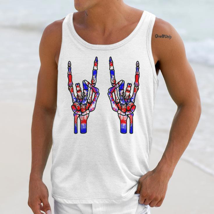 Rock On Rock Star Skeleton Hands Tie Dye 4Th Of July Unisex Tank Top Gifts for Her