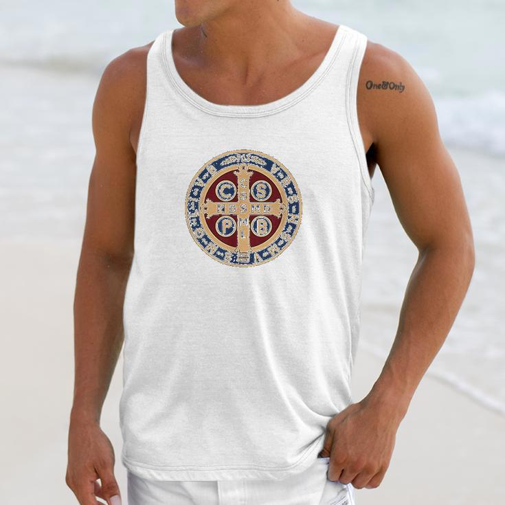 The Saint Benedict Medal Catholic Unisex Tank Top Gifts for Her