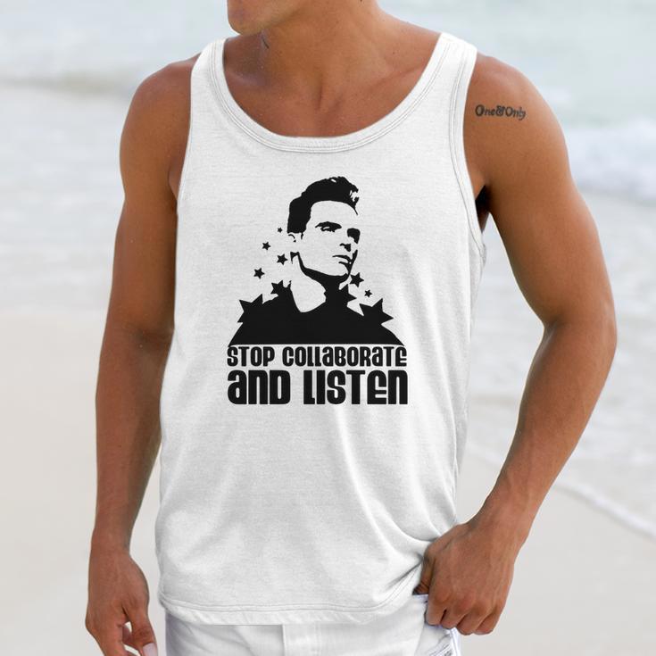 Sky Blue Stop Collaborate And Listen Men Unisex Tank Top Gifts for Her