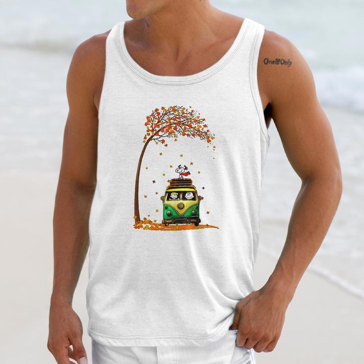 Snoopy With Friends Hippie Car Autumn Leaf Unisex Tank Top Gifts for Her