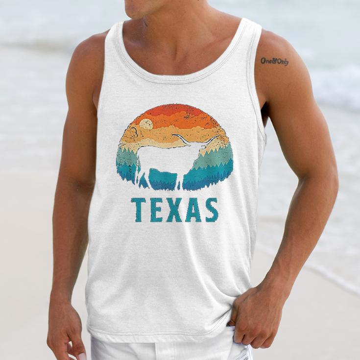 Texas Longhorn Cow Vintage Texan Cattle Herd Retro Lone Star Unisex Tank Top Gifts for Her