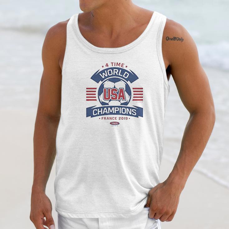 Us Soccer Fans 4 Time World Champs Soft Style Unisex Tank Top Gifts for Her