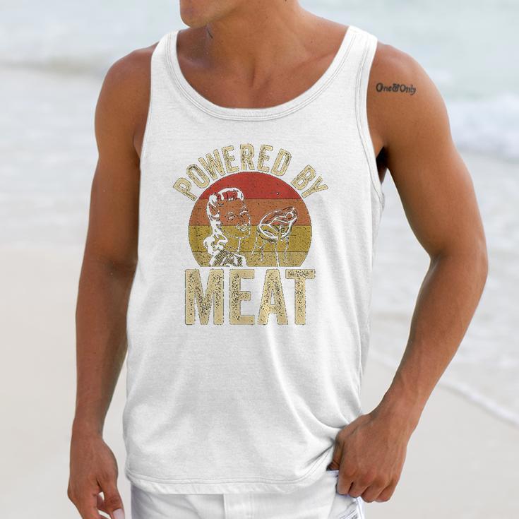 Vintage Powered By Meat Carnivore Woman Meat Eater Unisex Tank Top Gifts for Her