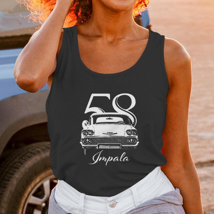 1958 Impala Grill View With Year And Model Unisex Tank Top Gifts for Women