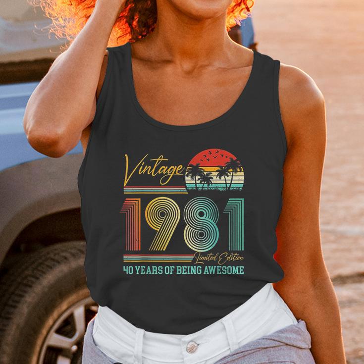 40Th Birthday Gift Vintage 1981 Retro 40 Years Old Unisex Tank Top Gifts for Women