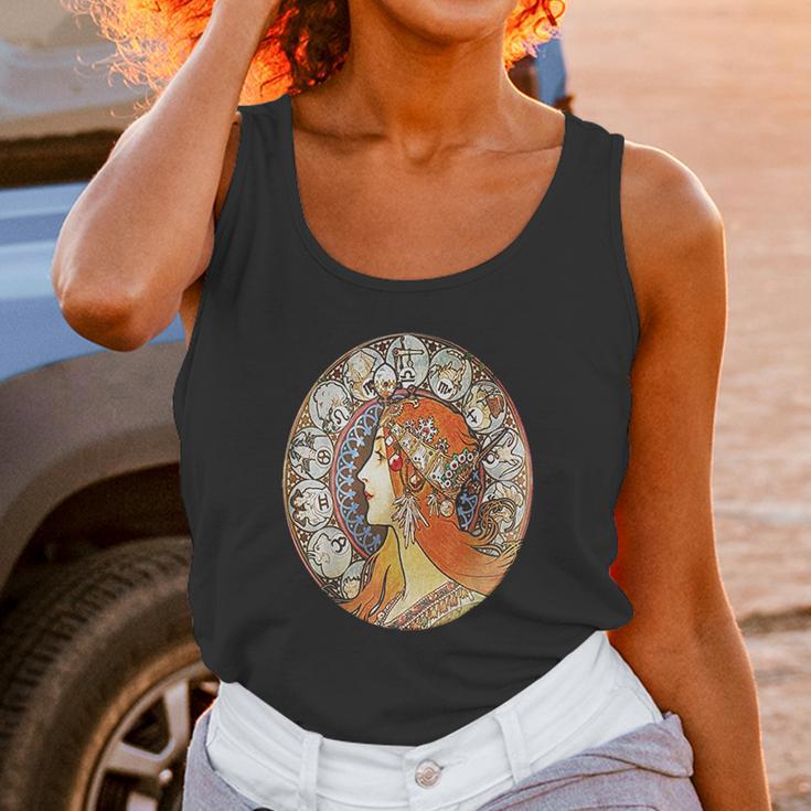 Art Nouveau Zodiac Signs Gypsy Fortune Teller Alphonse Mucha Unisex Tank Top Gifts for Women