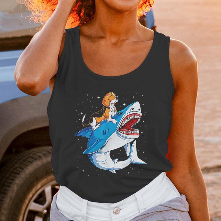 Beagle Riding Shark Jawsome Dog Lover Unisex Tank Top Gifts for Women