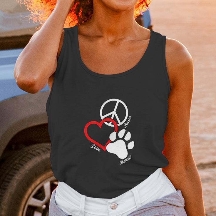 Canine Pet Rescue Cpr Peace Love Rescue With Pawprint Dog Puppy Unisex Tank Top Gifts for Women