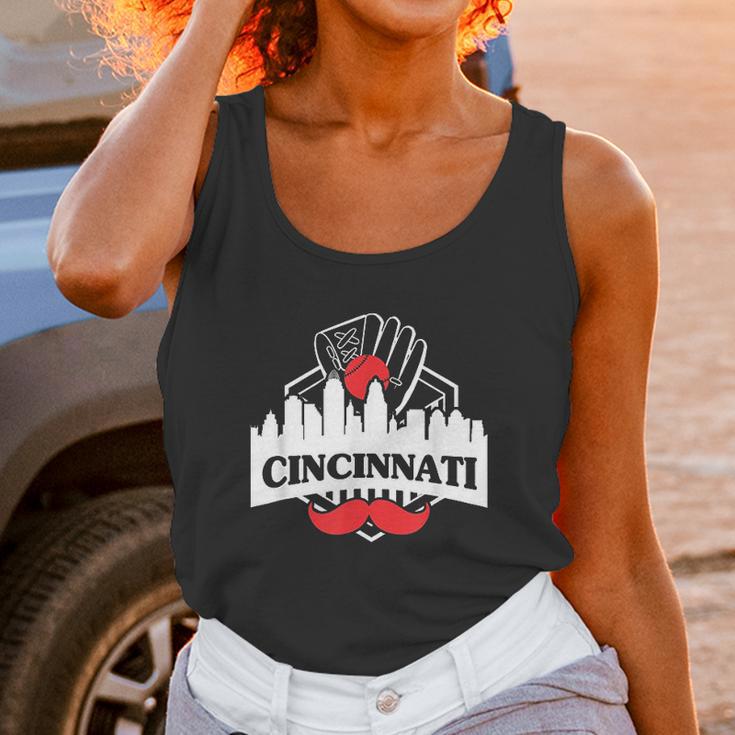 Cincinnati Red Mustache Unisex Tank Top Gifts for Women