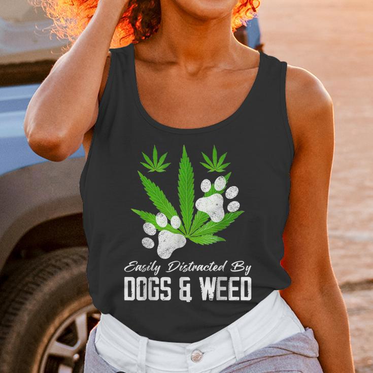 Easily Distracted By Dogs And Weed Cannabis 420 Outfits Unisex Tank Top Gifts for Women