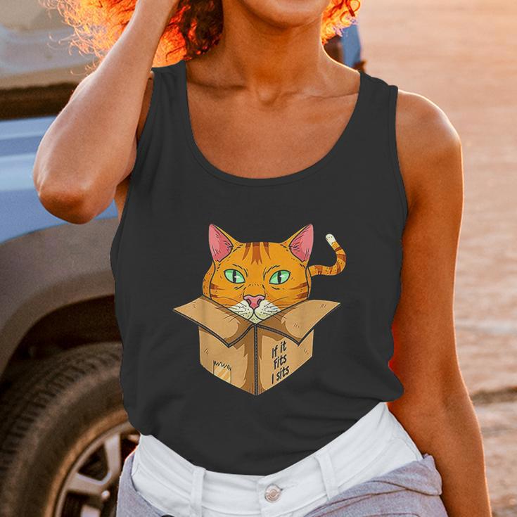 If It Is Fits I Sit Cat Box Funny Quote Unisex Tank Top Gifts for Women