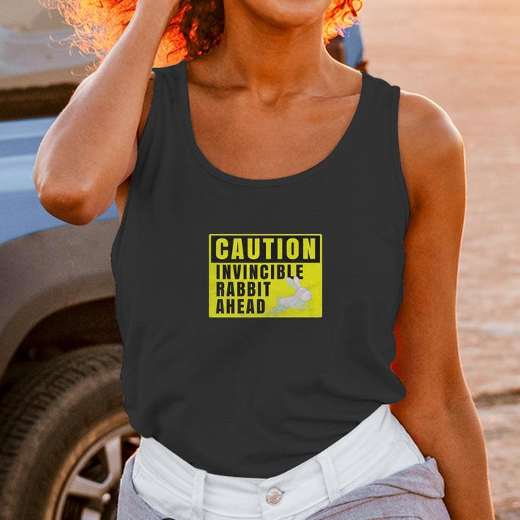 Funny Novelty Caution Sign Invincible Rabbit Ahead Unisex Tank Top Gifts for Women