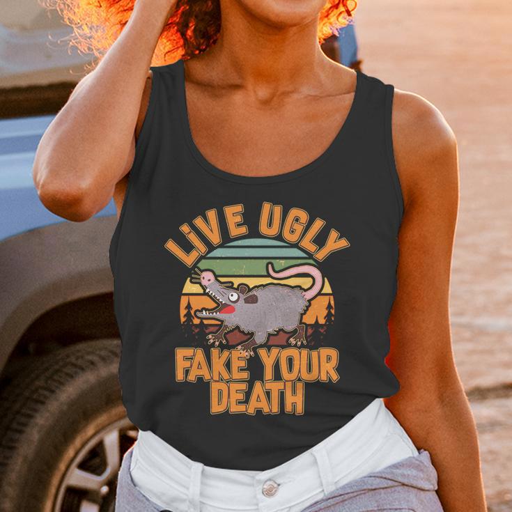 Funny Vintage Live Ugly Fake Your Death Unisex Tank Top Gifts for Women