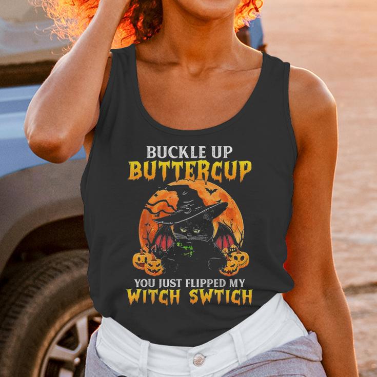 Halloween Cat Buckle Up Buttercup You Just Flipped Unisex Tank Top Gifts for Women