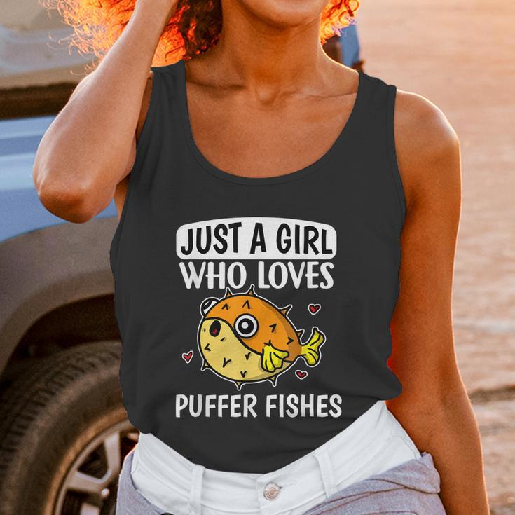 Just A Girl Who Loves Puffer Fishes Cute Puffer Fish Costume Graphic Design Printed Casual Daily Basic Unisex Tank Top Gifts for Women