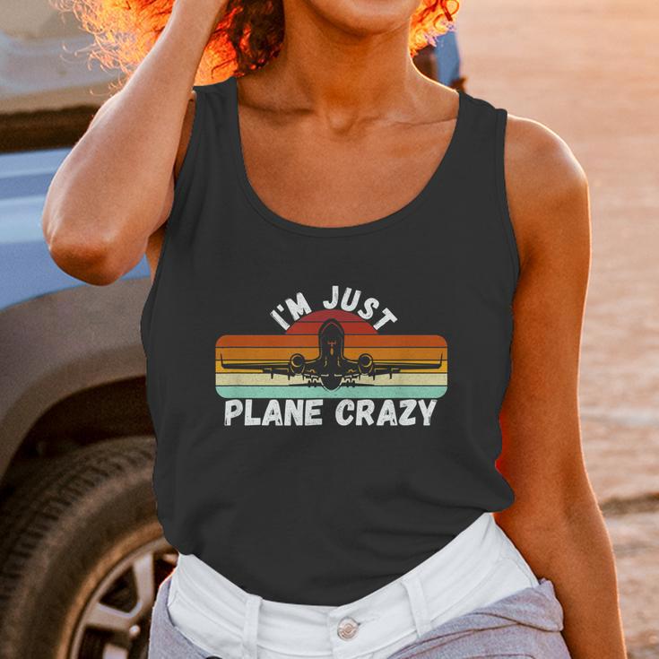 Im Just Plane Crazy Funny Pilot Pun Vintage Retro Sunset Unisex Tank Top Gifts for Women