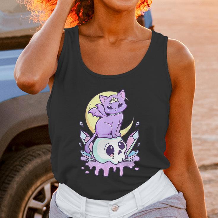 Kawaii Pastel Goth Cute Creepy Witchy Cat And Skull V5 Unisex Tank Top Gifts for Women