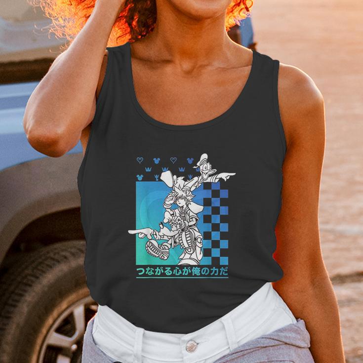 Kingdom Hearts Sora Donald Goofy Kanji Checkerboard Unisex Tank Top Gifts for Women