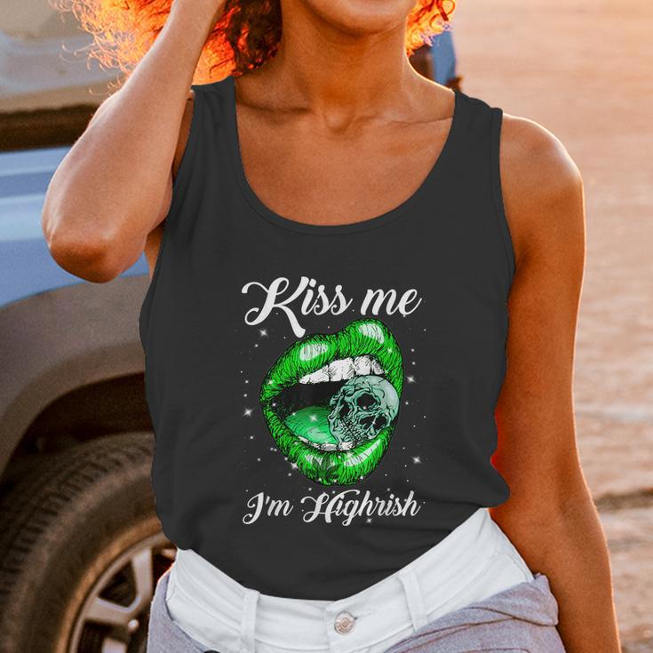 Kiss Me Im Highrish Cannabis Lips Weed Love Lips Cannabis Graphic Design Printed Casual Daily Basic Unisex Tank Top Gifts for Women