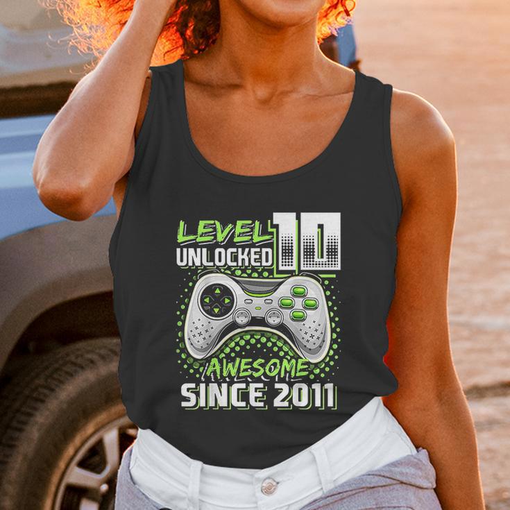 Level 10 Unlocked Awesome 2011 Video Game 10Th Birthday Gift Green Unisex Tank Top Gifts for Women