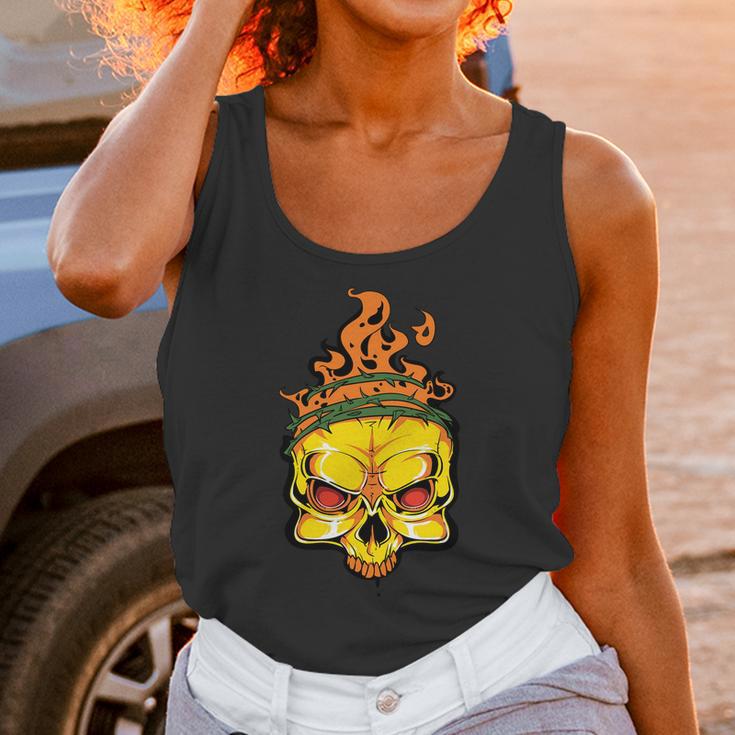 Rage Of Fire Faming Skull Creepy Skeleton Unisex Tank Top Gifts for Women