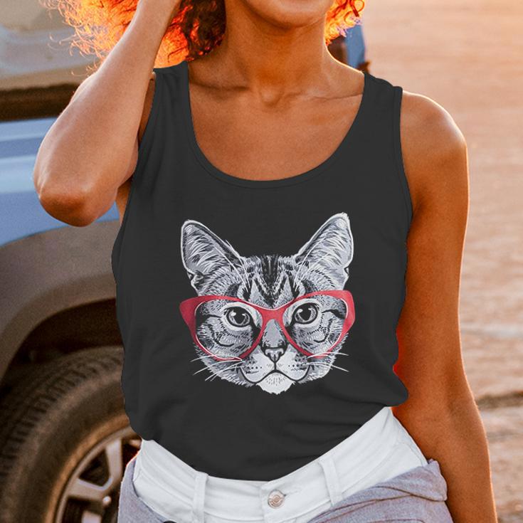 Red Glasses Cat Funny Belcher Kitty Cute Humor Fun Unisex Tank Top Gifts for Women