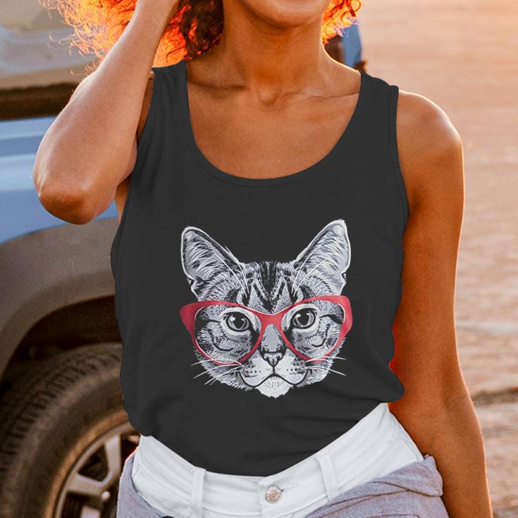 Red Linda Glasses Cat Funny Belcher Kitty Cute Humor Fun Unisex Tank Top Gifts for Women