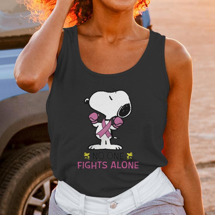 Snoopy No One Fights Alone Breast Cancer Awareness Shirt Unisex Tank Top Gifts for Women