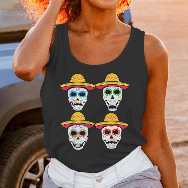 Sugar Skull Sombrero Dia De Los Muertos Mexican Day Of Dead Unisex Tank Top Gifts for Women